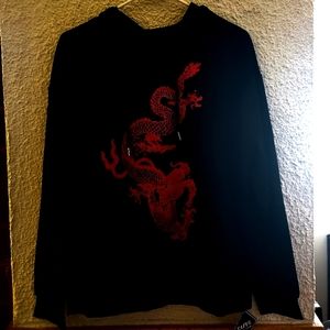 Black Dragon print hoodie